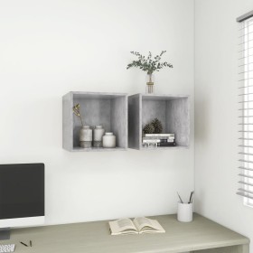 Wall cabinet 2 pcs concrete gray wood 37x37x37 cm by , Shelves and shelves - Ref: Foro24-805457, Price: 52,99 €, Discount: %