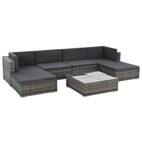 Set de muebles de jardín 7 pzas y cojines ratán sintético gris de , Conjuntos de jardín - Ref: Foro24-44598, Precio: 551,99 €...