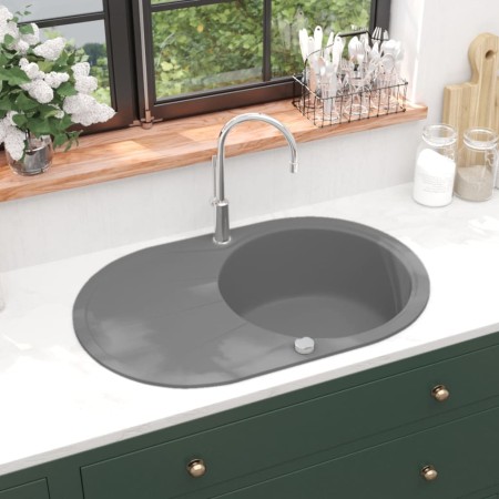 Granite kitchen sink with a gray oval bowl by , Sinks - Ref: Foro24-142959, Price: 197,59 €, Discount: %