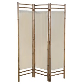 Biombo plegable con 3 paneles 120 cm bambú lona de , Divisores de ambientes - Ref: Foro24-43716, Precio: 118,99 €, Descuento: %