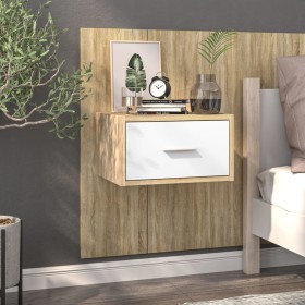 White and Sonoma Oak Wall Nightstand by vidaXL, Nightstands - Ref: Foro24-810981, Price: 41,67 €, Discount: %