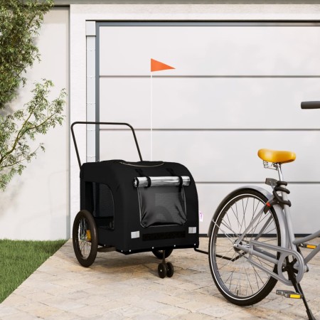 Pet Bicycle Trailer Iron Oxford Cloth Black by , pet strollers - Ref: Foro24-93863, Price: 122,99 €, Discount: %