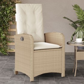 Reclining garden chair with beige synthetic rattan cushions by , Garden chairs - Ref: Foro24-365164, Price: 159,99 €, Discoun...