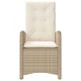 Silla de jardín reclinable con cojines ratán sintético beige de , Sillas de jardín - Ref: Foro24-365164, Precio: 159,43 €, De...