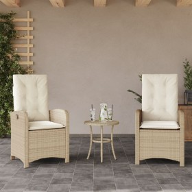 Sillones reclinables de jardín con cojines beige 2 uds ratán PE de , Sillas de jardín - Ref: Foro24-365172, Precio: 264,72 €,...