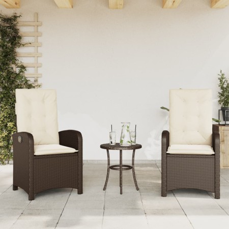 Sillones reclinables jardín con cojines marrones 2 uds ratán PE de , Sillas de jardín - Ref: Foro24-365170, Precio: 264,72 €,...