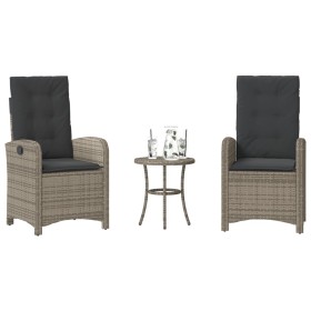 Garden chairs and table with cushions 3 pieces gray PE rattan by , Garden sets - Ref: Foro24-365179, Price: 316,99 €, Discoun...