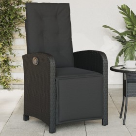 Garden recliner with footrest in black PE rattan by , Garden chairs - Ref: Foro24-365185, Price: 194,99 €, Discount: %