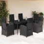 Set de comedor de jardín 7 pzas y cojines ratán sintético negro de , Conjuntos de jardín - Ref: Foro24-3212533, Precio: 1,00 ...