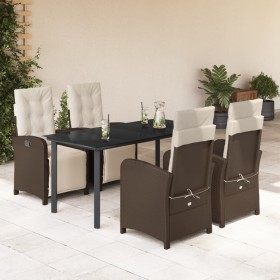 Set comedor de jardín 5 piezas y cojines ratán sintético marrón de , Conjuntos de jardín - Ref: Foro24-3212552, Precio: 741,9...