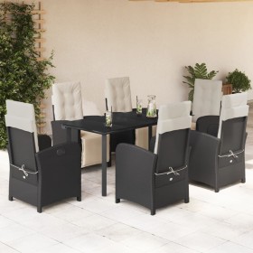 Set de comedor de jardín 7 pzas y cojines ratán sintético negro de , Conjuntos de jardín - Ref: Foro24-3212525, Precio: 974,9...