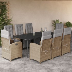 Set comedor de jardín 9 pzas con cojines ratán sintético beige de , Conjuntos de jardín - Ref: Foro24-3212590, Precio: 1,00 €...