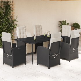 7-teiliges Garten-Essset und schwarze Kissen aus synthetischem Rattan von , Gartensets - Ref: Foro24-3212519, Preis: 995,79 €...