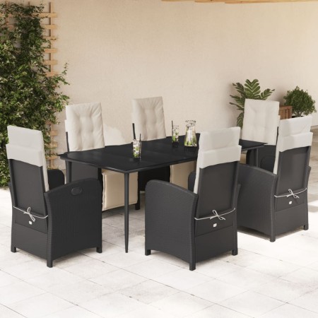 Set de comedor de jardín 7 pzas y cojines ratán sintético negro de , Conjuntos de jardín - Ref: Foro24-3212519, Precio: 990,9...