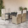 Set comedor de jardín 5 pzas con cojines ratán sintético beige de , Conjuntos de jardín - Ref: Foro24-3212573, Precio: 725,69...