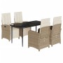 Set comedor de jardín 5 pzas con cojines ratán sintético beige de , Conjuntos de jardín - Ref: Foro24-3212573, Precio: 725,69...