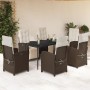 Set comedor de jardín 7 pzas con cojines ratán sintético marrón de , Conjuntos de jardín - Ref: Foro24-3212546, Precio: 974,9...