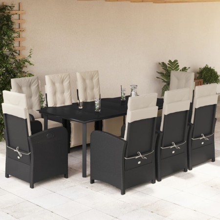 Set de comedor de jardín 9 pzas y cojines ratán sintético negro de , Conjuntos de jardín - Ref: Foro24-3212527, Precio: 1,00 ...