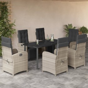 Garten-Essgruppe 7-teilig und hellgraue Kissen aus synthetischem Rattan von , Gartensets - Ref: Foro24-3212609, Preis: 1,00 €...