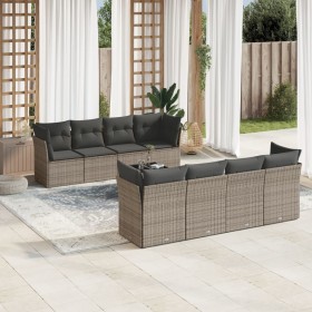 9-piece garden furniture set and gray synthetic rattan cushions by , Garden sets - Ref: Foro24-3249149, Price: 593,98 €, Disc...