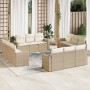 12-teiliges Gartensofa-Set und braune synthetische Rattankissen von , Modulare Sofas für den Außenbereich - Ref: Foro24-32511...