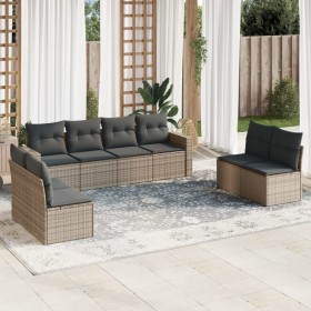 8-teiliges Gartensofa-Set und graue synthetische Rattankissen von , Modulare Sofas für den Außenbereich - Ref: Foro24-3251187...