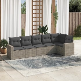 6-teiliges Gartenmöbel-Set und graue synthetische Rattankissen von , Modulare Sofas für den Außenbereich - Ref: Foro24-325132...