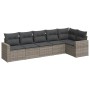 6-teiliges Gartenmöbel-Set und graue synthetische Rattankissen von , Modulare Sofas für den Außenbereich - Ref: Foro24-325132...