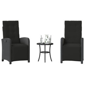 Table and chairs with cushions 3 pieces black synthetic rattan by , Garden sets - Ref: Foro24-365201, Price: 327,31 €, Discou...