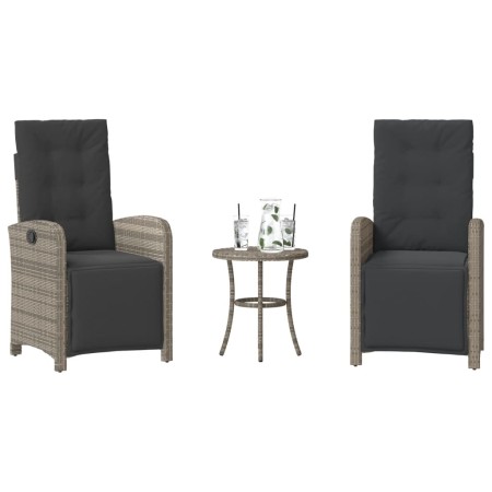 Garden chairs and table with cushions 3 pieces gray PE rattan by , Garden sets - Ref: Foro24-365203, Price: 334,02 €, Discoun...