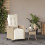 Garden recliner with footrest in beige PE rattan by , Garden chairs - Ref: Foro24-365236, Price: 147,63 €, Discount: %