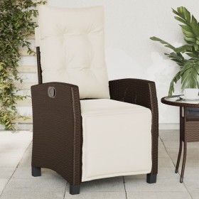 Garden recliner with footrest in brown PE rattan by , Garden chairs - Ref: Foro24-365234, Price: 147,75 €, Discount: %