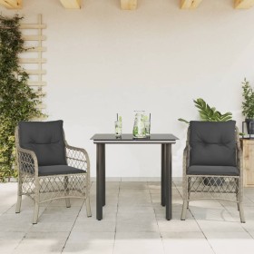 Gartenstühle und Tisch, 3 Stück, synthetisches Rattan, graue Kissen von , Gartensets - Ref: Foro24-3212173, Preis: 261,99 €, ...