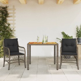 Garden chairs and table with cushions 3 pieces gray PE rattan by , Garden sets - Ref: Foro24-3212048, Price: 287,53 €, Discou...