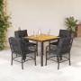 Set de muebles jardín 5 pzas con cojines ratán sintético negro de , Conjuntos de jardín - Ref: Foro24-3212043, Precio: 531,99...