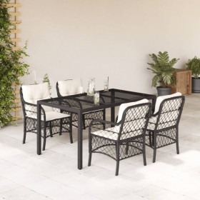 5-teiliges Gartenmöbel-Set mit schwarzen synthetischen Rattankissen von , Gartensets - Ref: Foro24-3212020, Preis: 601,26 €, ...