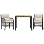 Table and chairs with cushions 3 pieces black synthetic rattan by , Garden sets - Ref: Foro24-3212036, Price: 354,45 €, Disco...