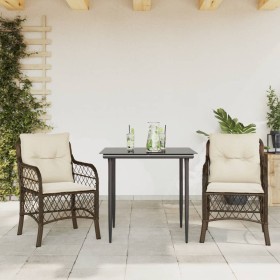 Gartenstühle und Tisch mit Kissen 3 Stück braunes PE-Rattan von , Gartensets - Ref: Foro24-3212110, Preis: 295,48 €, Rabatt: %