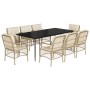 Set comedor de jardín 9 pzas con cojines ratán sintético beige de , Conjuntos de jardín - Ref: Foro24-3212144, Precio: 1,00 €...