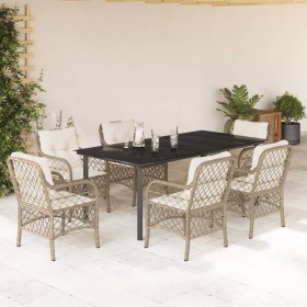 7-piece garden dining set with beige synthetic rattan cushions by , Garden sets - Ref: Foro24-3212150, Price: 1,00 €, Discoun...