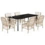 Set comedor de jardín 7 pzas con cojines ratán sintético beige de , Conjuntos de jardín - Ref: Foro24-3212150, Precio: 1,00 €...