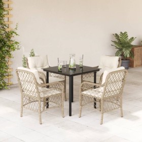 Set comedor de jardín 5 pzas con cojines ratán sintético beige de , Conjuntos de jardín - Ref: Foro24-3212146, Precio: 581,59...