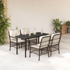 Set comedor de jardín 5 piezas y cojines ratán sintético marrón de , Conjuntos de jardín - Ref: Foro24-3212119, Precio: 487,9...