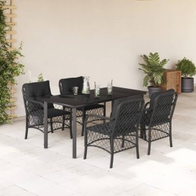 5-teiliges Gartenmöbel-Set mit schwarzen synthetischen Rattankissen von , Gartensets - Ref: Foro24-3212106, Preis: 594,99 €, ...