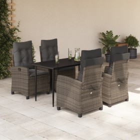 Set comedor de jardín 5 piezas con cojines ratán sintético gris de , Conjuntos de jardín - Ref: Foro24-3212785, Precio: 778,9...