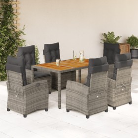 Garden dining set 7 pieces and gray synthetic rattan cushions by , Garden sets - Ref: Foro24-3212675, Price: 1,00 €, Discount: %