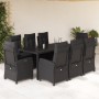 Set de comedor de jardín 9 pzas y cojines ratán sintético negro de , Conjuntos de jardín - Ref: Foro24-3212642, Precio: 1,00 ...