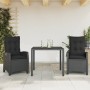 Set comedor de jardín 3 pzas con cojines ratán sintético negro de , Conjuntos de jardín - Ref: Foro24-3212635, Precio: 349,11...