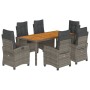 Set comedor jardín 7 pzas y cojines ratán sintético gris de , Conjuntos de jardín - Ref: Foro24-3212677, Precio: 990,64 €, De...