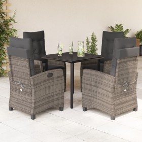 5-teiliges Garten-Essset mit grauen synthetischen Rattankissen von , Gartensets - Ref: Foro24-3212793, Preis: 653,99 €, Rabat...